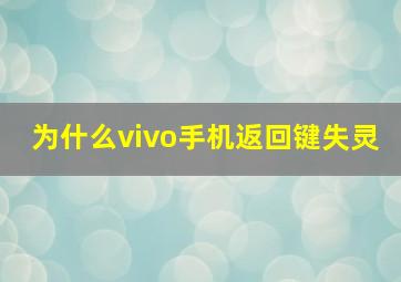 为什么vivo手机返回键失灵