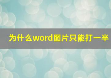 为什么word图片只能打一半