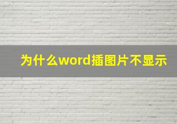 为什么word插图片不显示