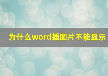 为什么word插图片不能显示