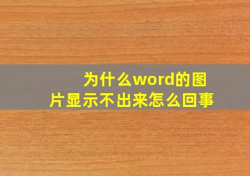 为什么word的图片显示不出来怎么回事