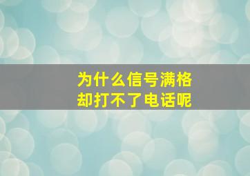 为什么信号满格却打不了电话呢