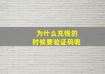 为什么充钱的时候要验证码呢