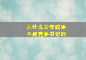 为什么公安政委不是党委书记呢