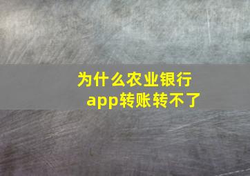 为什么农业银行app转账转不了