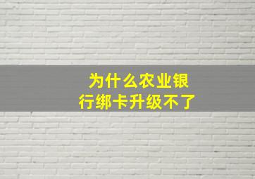 为什么农业银行绑卡升级不了