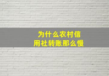 为什么农村信用社转账那么慢