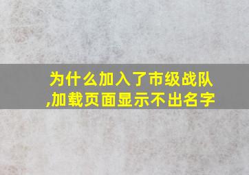 为什么加入了市级战队,加载页面显示不出名字