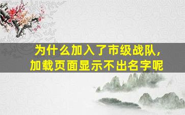 为什么加入了市级战队,加载页面显示不出名字呢