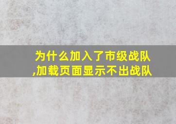 为什么加入了市级战队,加载页面显示不出战队