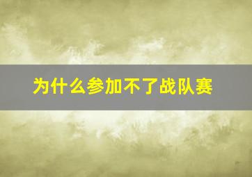 为什么参加不了战队赛