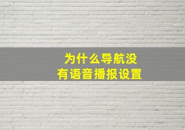 为什么导航没有语音播报设置