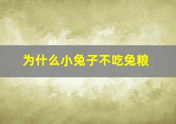 为什么小兔子不吃兔粮