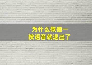 为什么微信一按语音就退出了