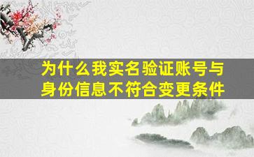 为什么我实名验证账号与身份信息不符合变更条件