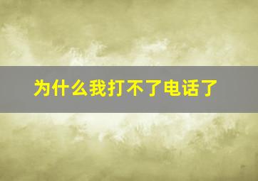 为什么我打不了电话了