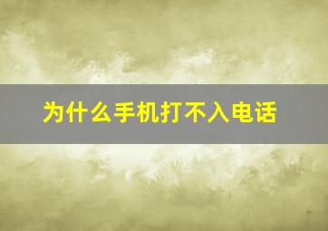 为什么手机打不入电话