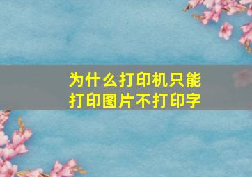 为什么打印机只能打印图片不打印字