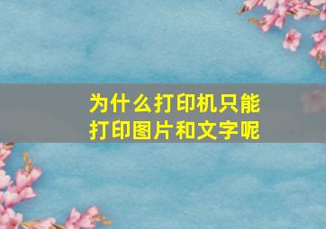 为什么打印机只能打印图片和文字呢