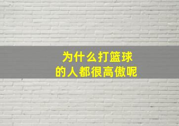 为什么打篮球的人都很高傲呢