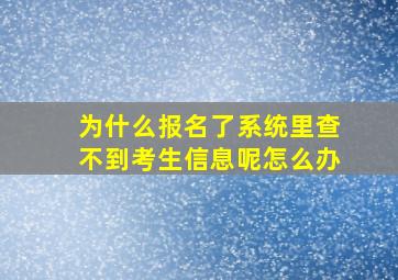 为什么报名了系统里查不到考生信息呢怎么办