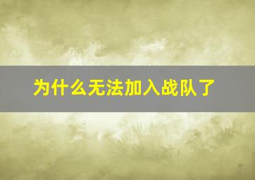 为什么无法加入战队了