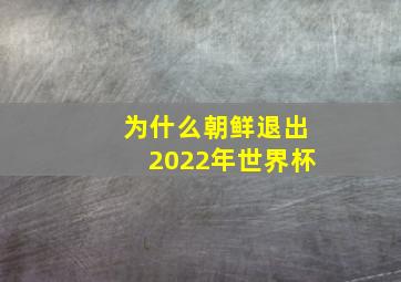 为什么朝鲜退出2022年世界杯