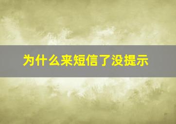 为什么来短信了没提示