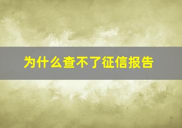 为什么查不了征信报告