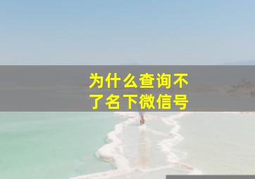 为什么查询不了名下微信号