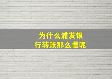 为什么浦发银行转账那么慢呢