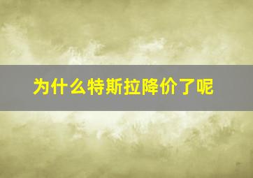 为什么特斯拉降价了呢