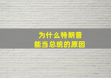 为什么特朗普能当总统的原因