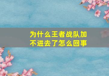 为什么王者战队加不进去了怎么回事