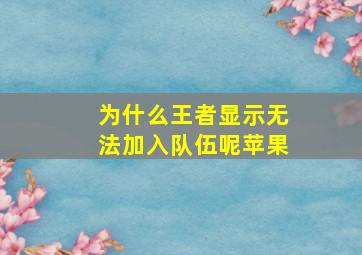 为什么王者显示无法加入队伍呢苹果