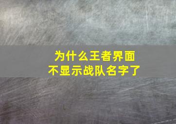 为什么王者界面不显示战队名字了