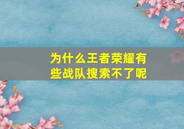 为什么王者荣耀有些战队搜索不了呢