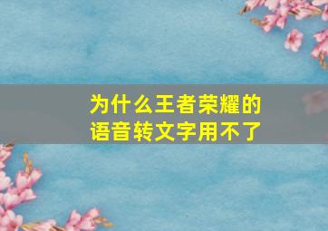 为什么王者荣耀的语音转文字用不了