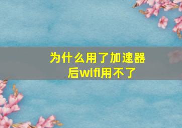 为什么用了加速器后wifi用不了