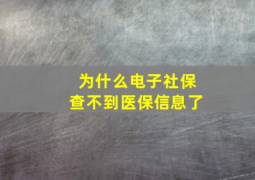 为什么电子社保查不到医保信息了