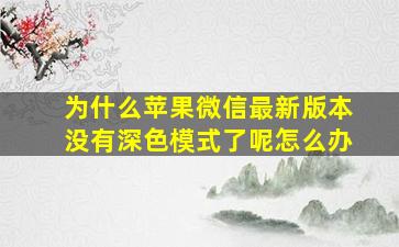 为什么苹果微信最新版本没有深色模式了呢怎么办