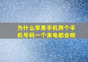 为什么苹果手机两个手机号码一个来电都会响