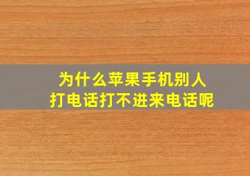 为什么苹果手机别人打电话打不进来电话呢