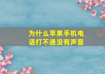 为什么苹果手机电话打不通没有声音