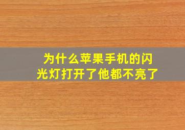 为什么苹果手机的闪光灯打开了他都不亮了