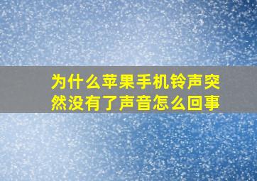 为什么苹果手机铃声突然没有了声音怎么回事