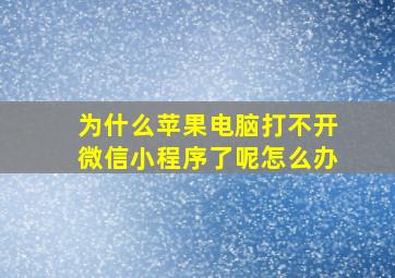 为什么苹果电脑打不开微信小程序了呢怎么办