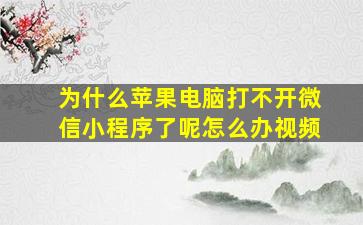 为什么苹果电脑打不开微信小程序了呢怎么办视频