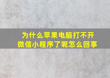 为什么苹果电脑打不开微信小程序了呢怎么回事