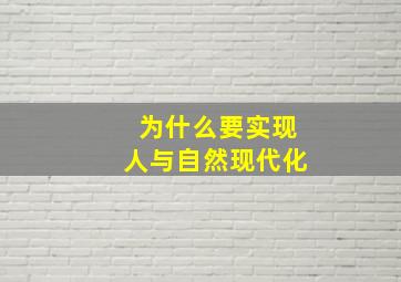 为什么要实现人与自然现代化